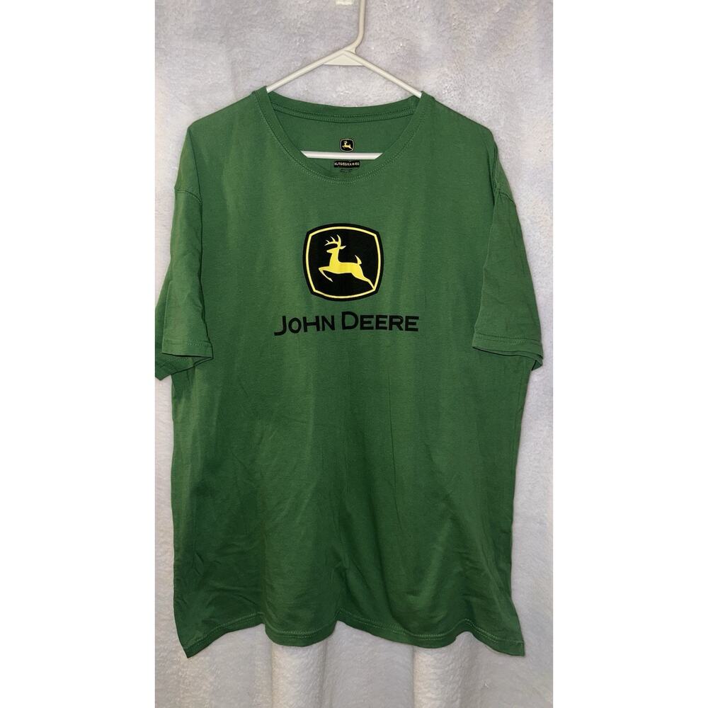 John Deere T-Shirt Classic Logo XL Green Graphic Tee Workwear Excellent